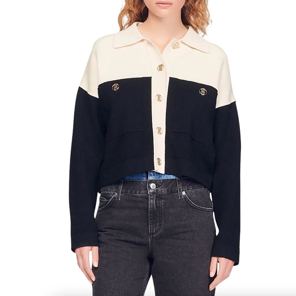 Killim Color Blocked Cropped Cardigan